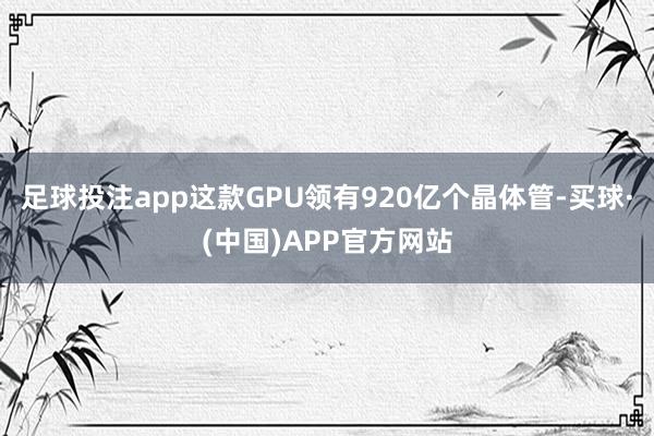 足球投注app这款GPU领有920亿个晶体管-买球·(中国)APP官方网站