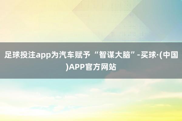 足球投注app为汽车赋予 “智谋大脑”-买球·(中国)APP官方网站