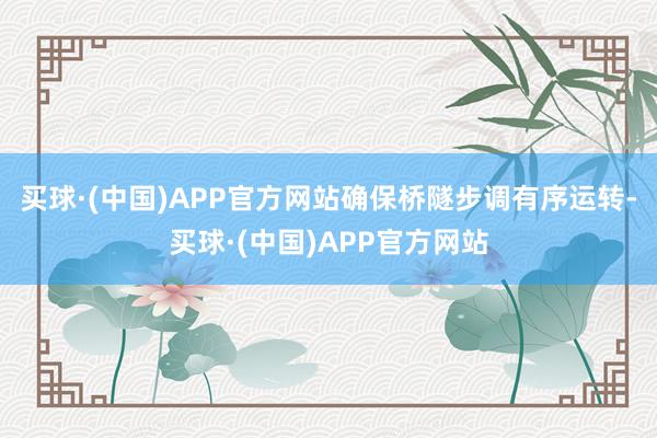 买球·(中国)APP官方网站确保桥隧步调有序运转-买球·(中国)APP官方网站