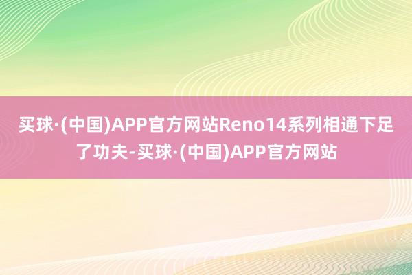 买球·(中国)APP官方网站Reno14系列相通下足了功夫-买球·(中国)APP官方网站