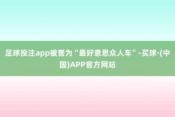 足球投注app被誉为“最好意思众人车”-买球·(中国)APP官方网站