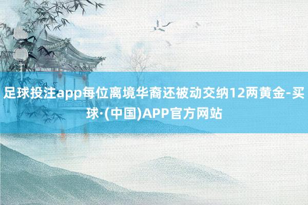 足球投注app每位离境华裔还被动交纳12两黄金-买球·(中国)APP官方网站