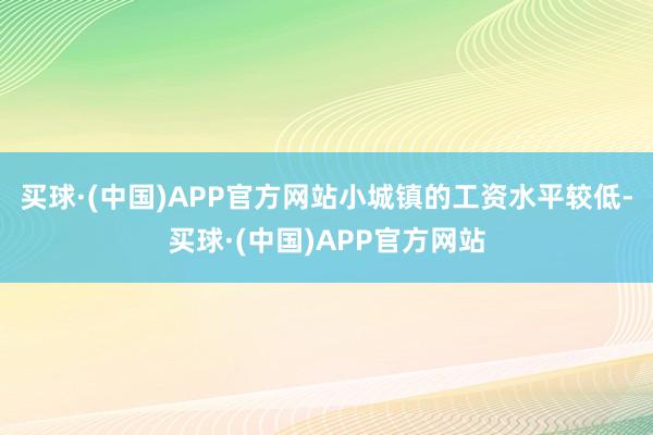 买球·(中国)APP官方网站小城镇的工资水平较低-买球·(中国)APP官方网站