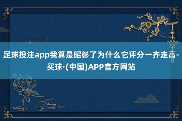 足球投注app我算是昭彰了为什么它评分一齐走高-买球·(中国)APP官方网站