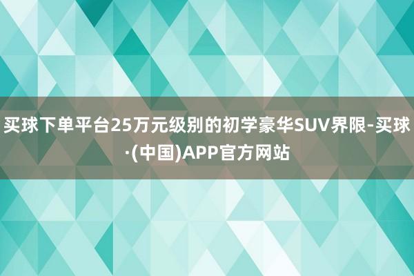 买球下单平台25万元级别的初学豪华SUV界限-买球·(中国)APP官方网站
