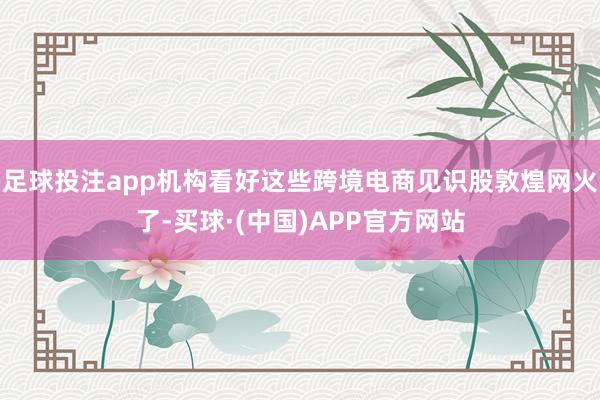 足球投注app机构看好这些跨境电商见识股敦煌网火了-买球·(中国)APP官方网站