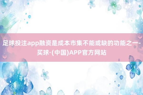 足球投注app融资是成本市集不能或缺的功能之一-买球·(中国)APP官方网站