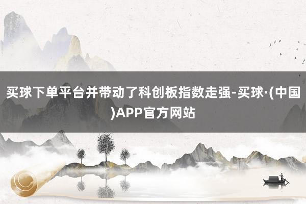 买球下单平台并带动了科创板指数走强-买球·(中国)APP官方网站