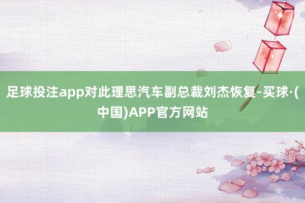 足球投注app对此理思汽车副总裁刘杰恢复-买球·(中国)APP官方网站