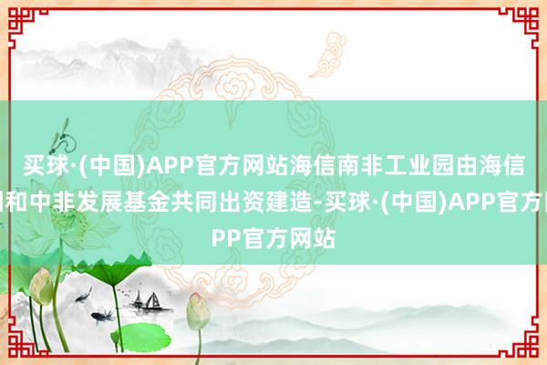 买球·(中国)APP官方网站海信南非工业园由海信集团和中非发展基金共同出资建造-买球·(中国)APP官方网站