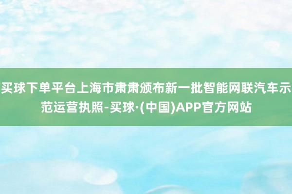 买球下单平台上海市肃肃颁布新一批智能网联汽车示范运营执照-买球·(中国)APP官方网站