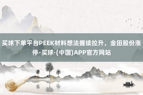 买球下单平台PEEK材料想法握续拉升，金田股份涨停-买球·(中国)APP官方网站