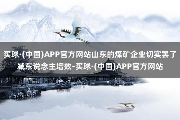 买球·(中国)APP官方网站山东的煤矿企业切实罢了减东说念主增效-买球·(中国)APP官方网站