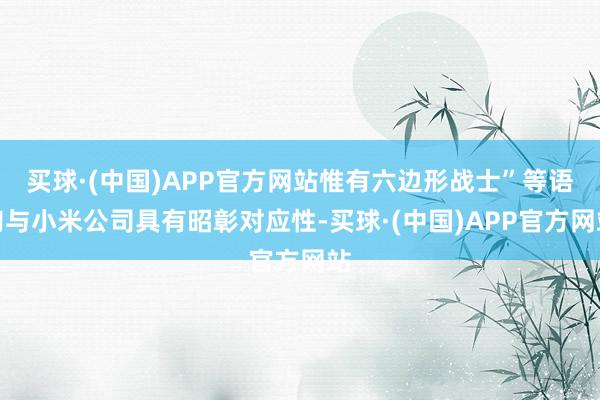 买球·(中国)APP官方网站惟有六边形战士”等语句与小米公司具有昭彰对应性-买球·(中国)APP官方网站
