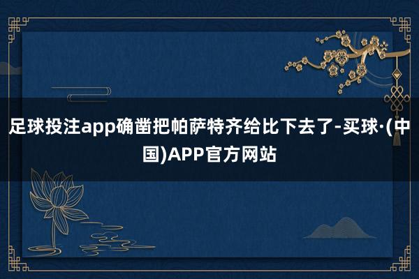 足球投注app确凿把帕萨特齐给比下去了-买球·(中国)APP官方网站