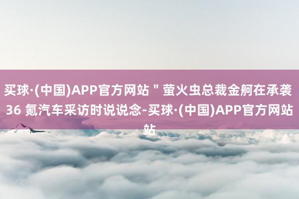 买球·(中国)APP官方网站＂萤火虫总裁金舸在承袭 36 氪汽车采访时说说念-买球·(中国)APP官方网站